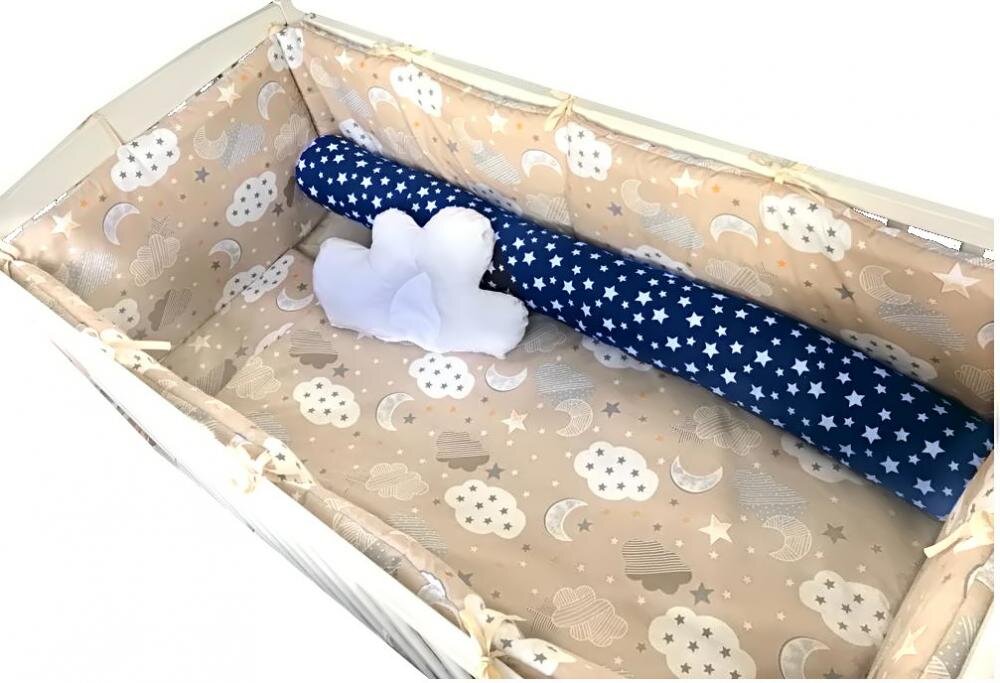 DESEDA Lenjerie patut 140x70 cm 7 piese cu bumper Norisori bej