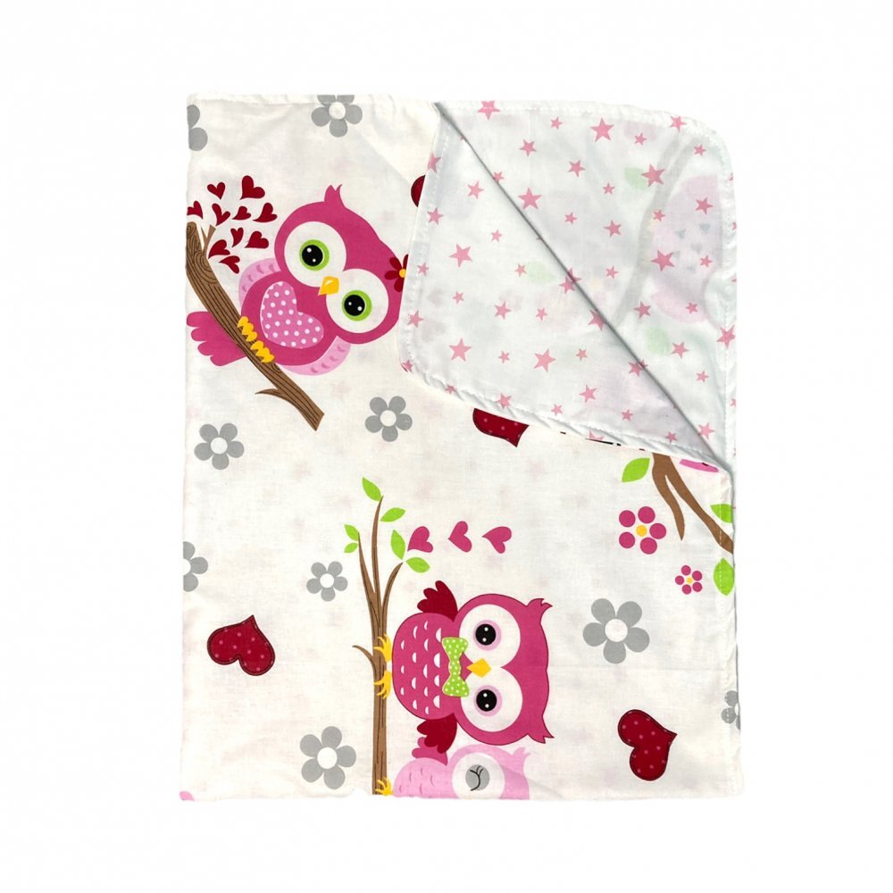 DESEDA Paturica din panza de bumbac Junior 118x148 cm bufnite roz