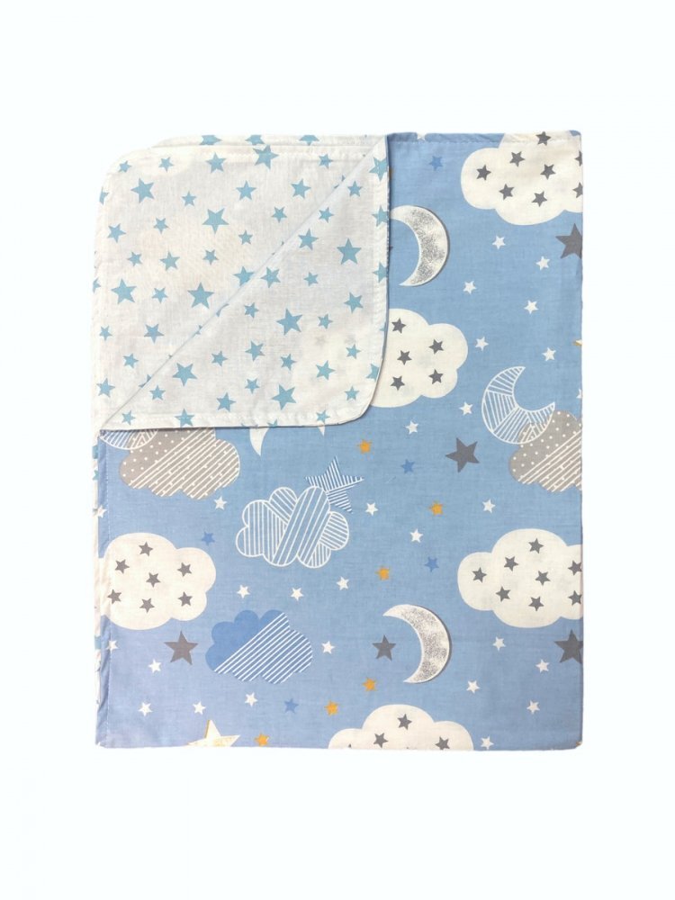 DESEDA Paturica din panza de bumbac Junior 118x148 cm nori cu luna albastru