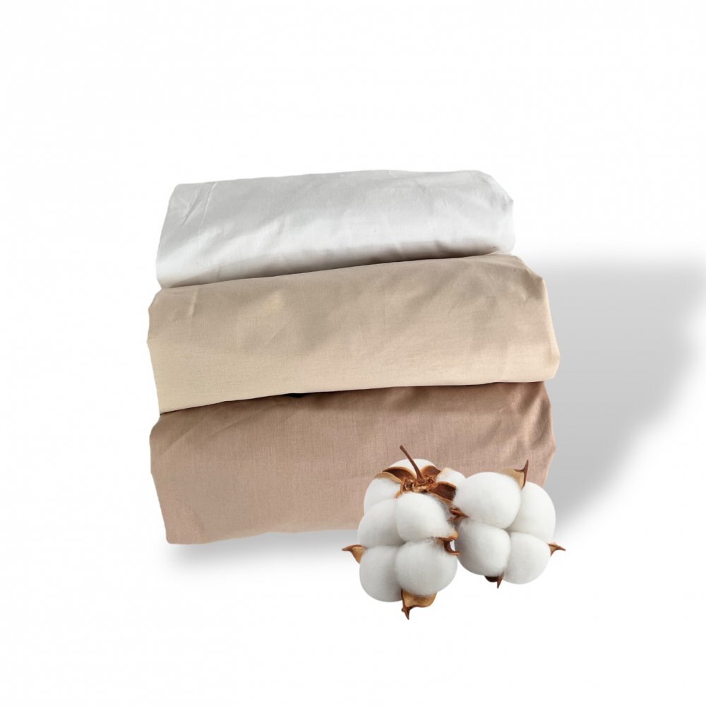 DESEDA Set 3 cearsafuri din bumbac ranforce pentru pat copii cu elastic roata dimensiune 160 x 80 cm mix bej