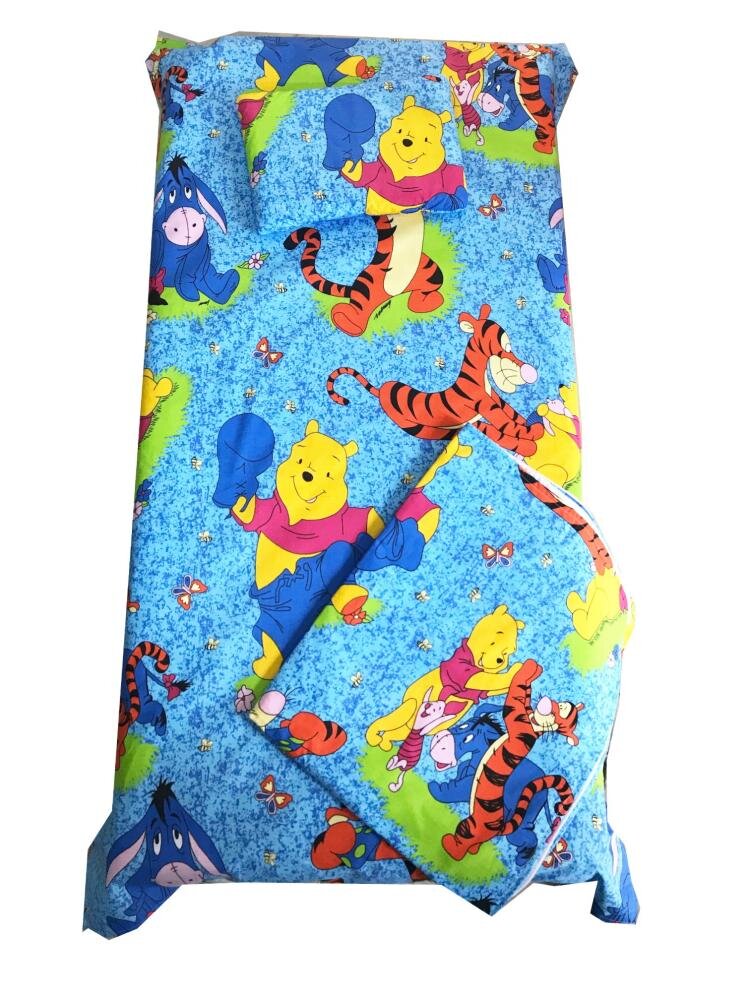 DESEDA Set 3 piese paturica cu cearsaf si pernuta 120x60 cm Aiurila pe albastru