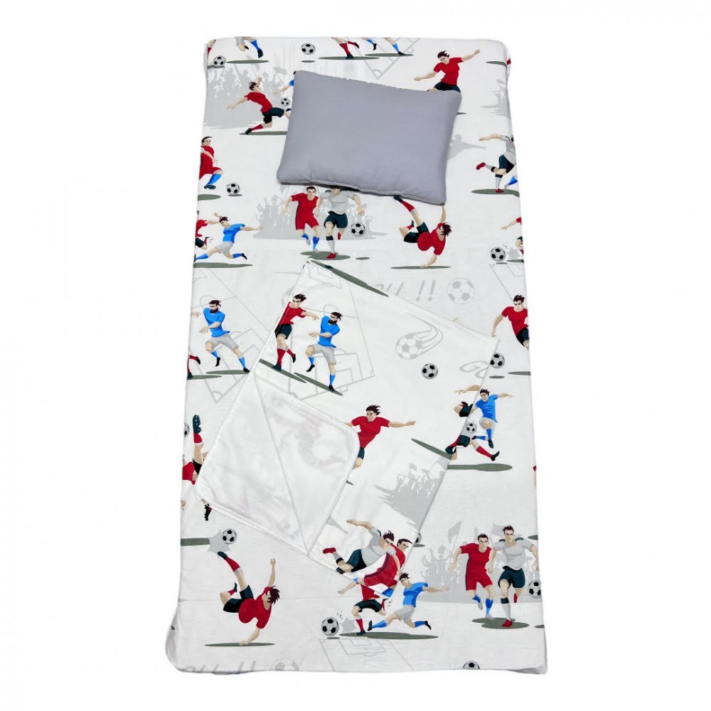 DESEDA Set 3 piese paturica cu cearsaf si pernuta 120x60 cm Fotbalisti