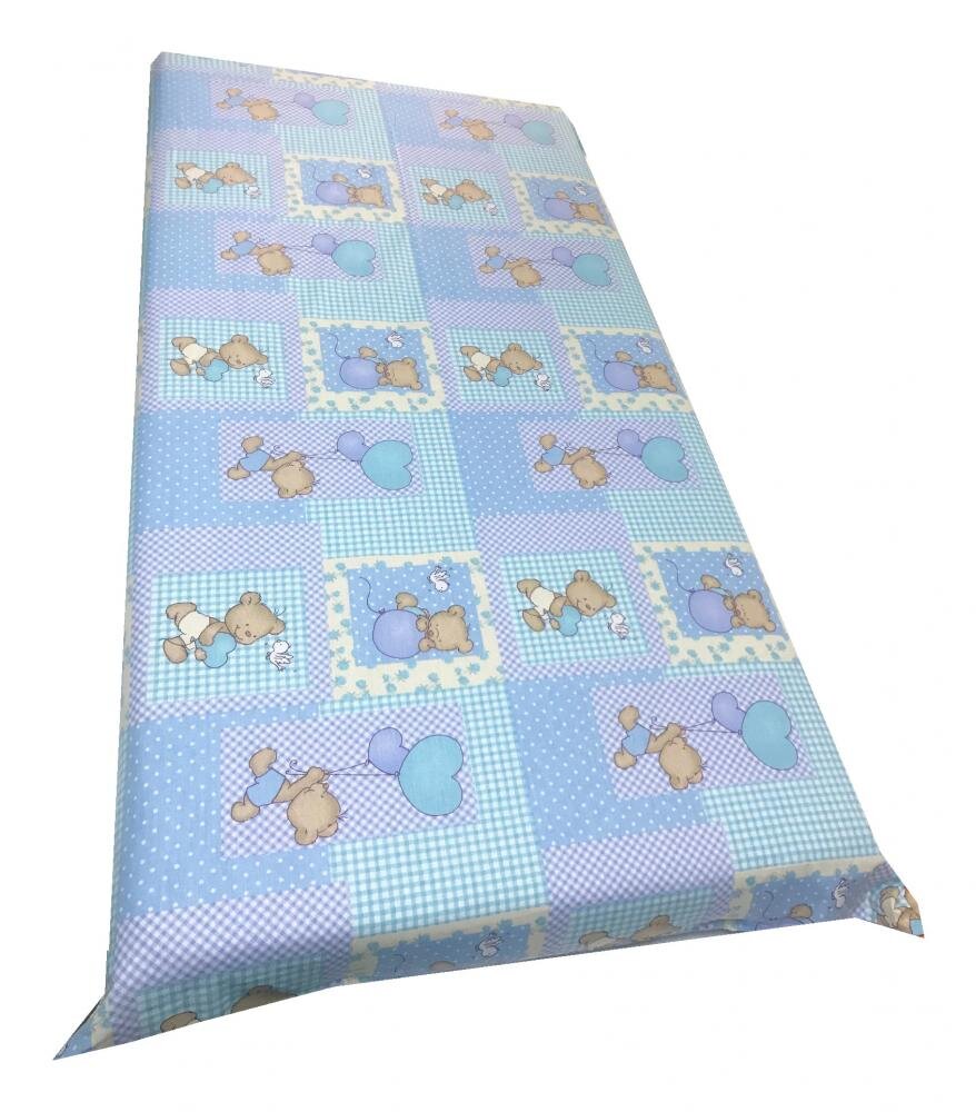 DESEDA Set 3 piese paturica cu cearsaf si pernuta 120x60 cm Ursuleti Albastru