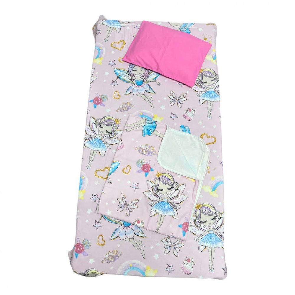 DESEDA Set 3 piese paturica cu cearsaf si pernuta 120x60 cm Zane pe roz