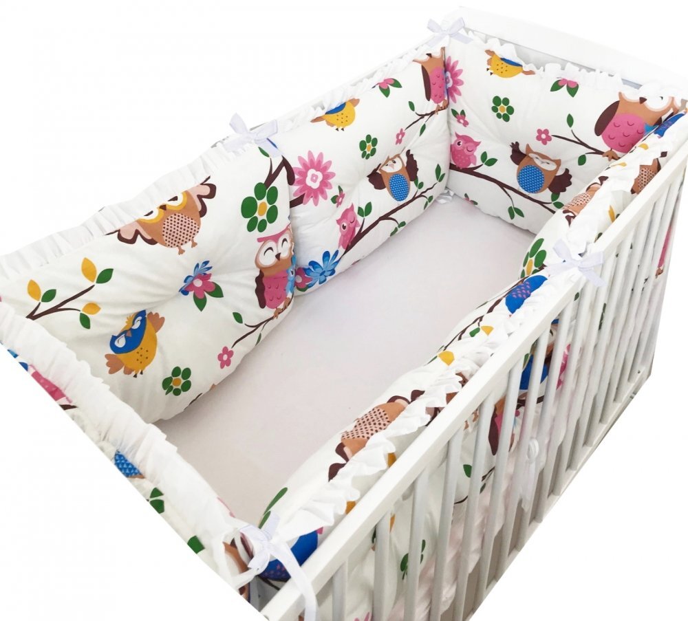 DESEDA Set 6 aparatori protectii laterale patut 120x60 cm Bufnite colorate