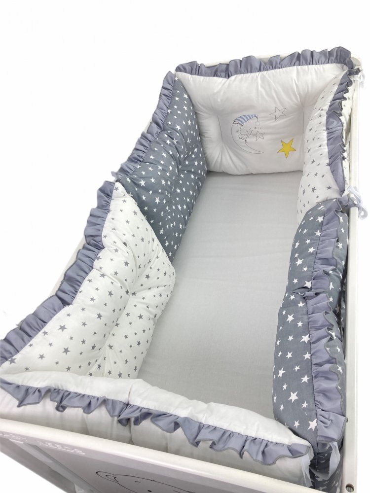 DESEDA Set 6 aparatori protectii laterale patut 120x60 cm Mix Stelute Gri