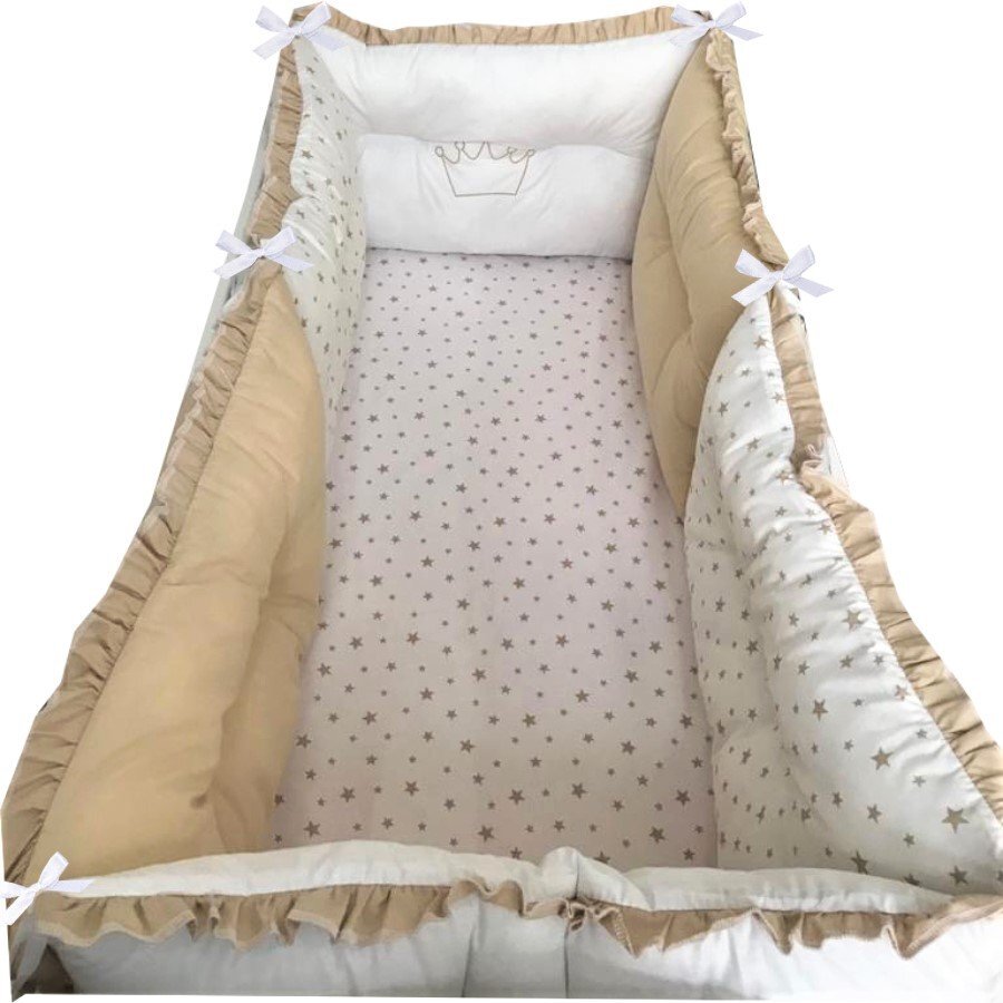 DESEDA Set 6 aparatori protectii laterale patut 140x70 cm Bej - Stelute bej