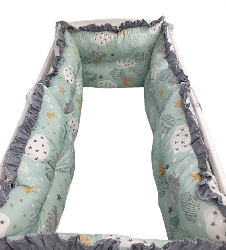 DESEDA Set 6 aparatori protectii laterale patut 140x70 cm Nori cu luna vernil