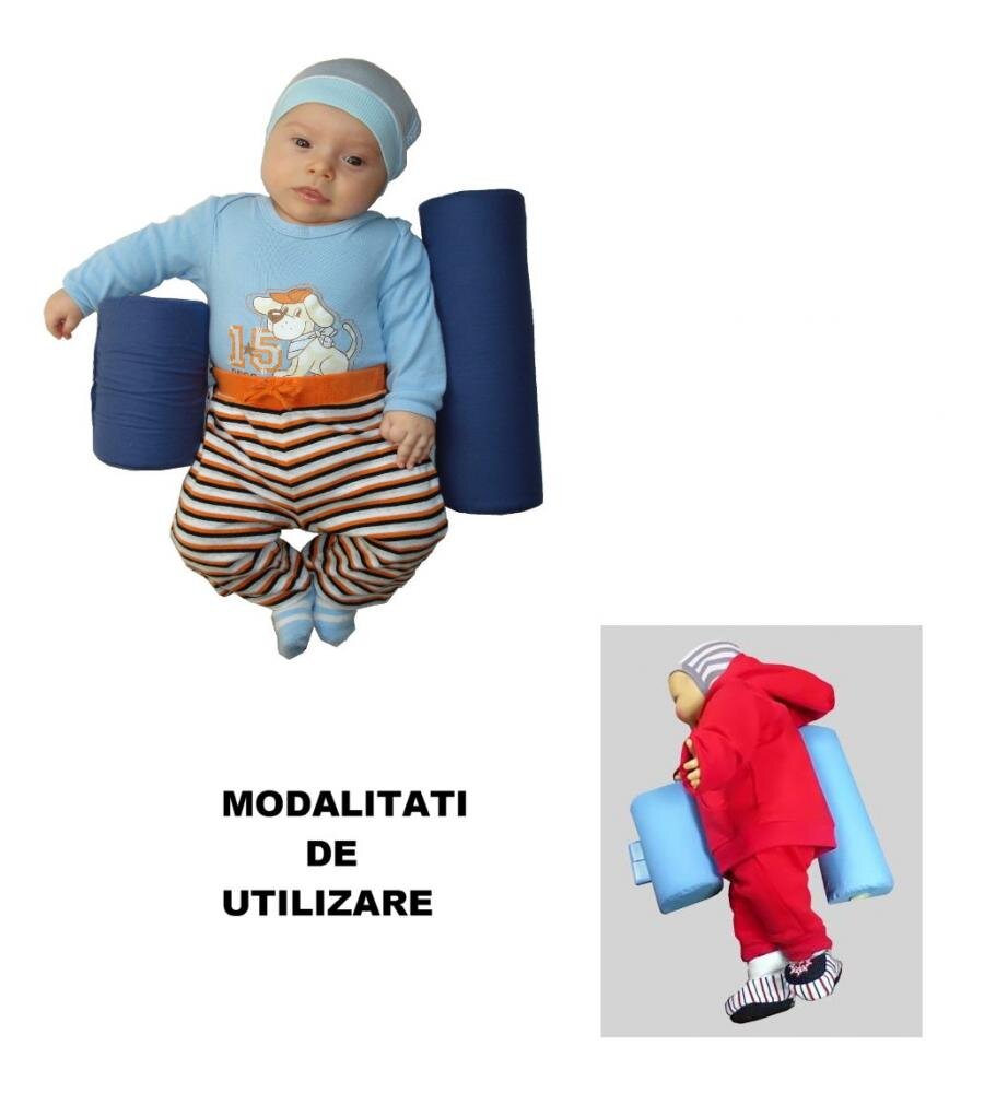DESEDA Set antiregurgitare si pozitionare cu plan inclinat pentru bebelusi DeLuxe Stelute albe pe albastru