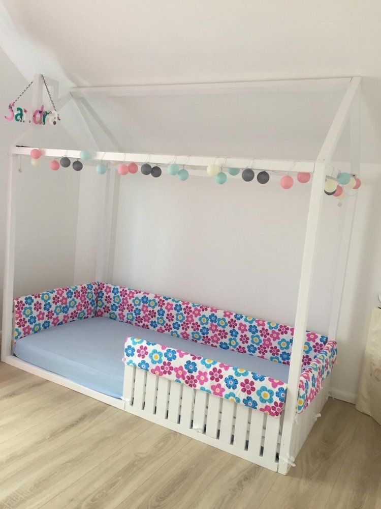DESEDA Set aparatori laterale Maxi pentru pat Montessori 120x200 cm Floricele