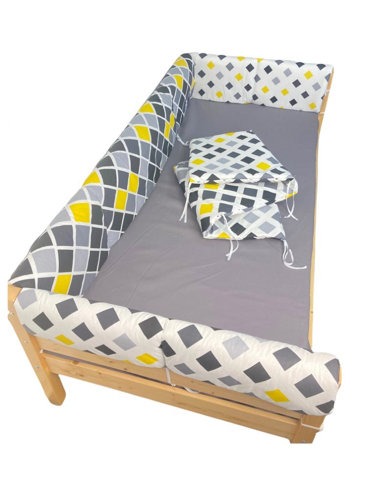 DESEDA Set aparatori laterale Maxi pentru pat Montessori 140x200 cm Romburi galben negru