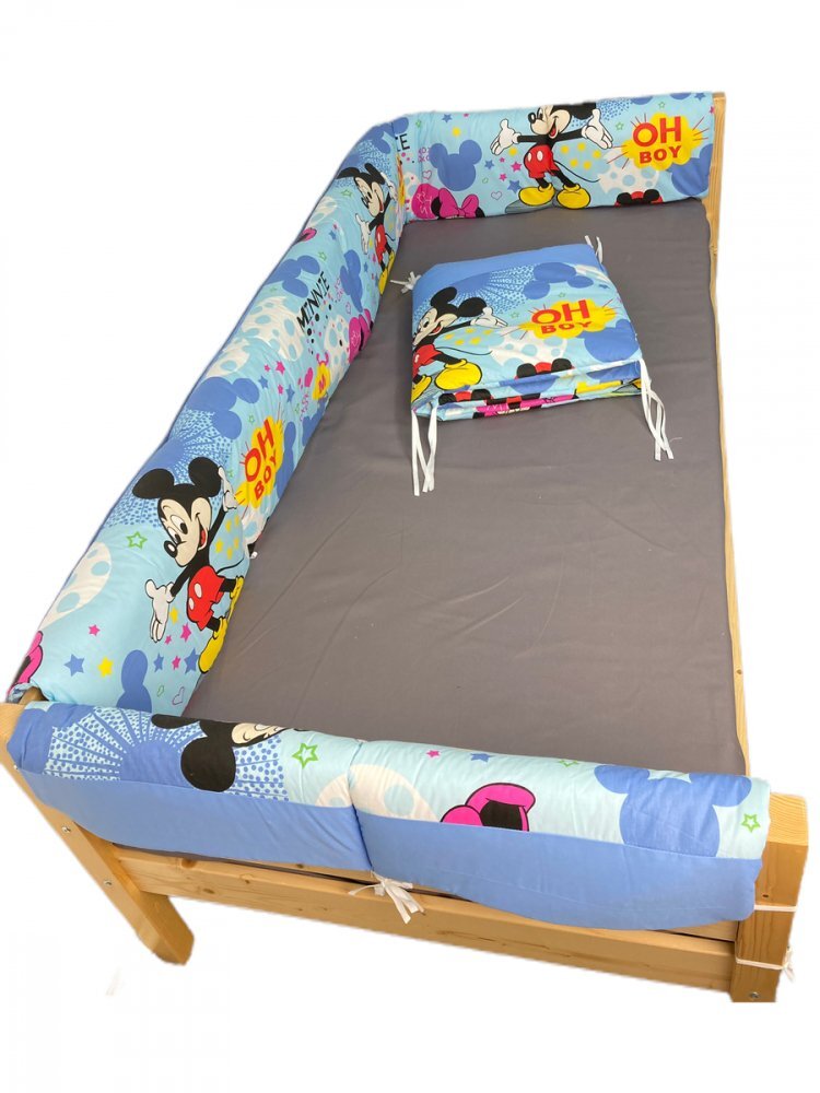 DESEDA Set aparatori laterale Maxi pentru pat Montessori 160x200 cm Mickey Mouse pe albastru