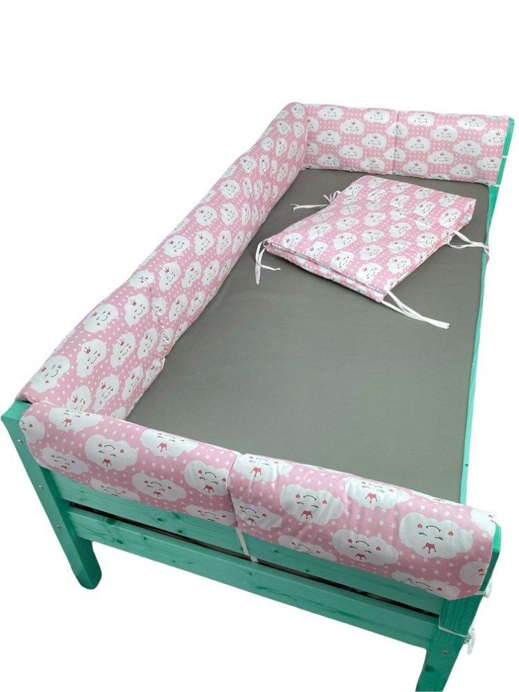 DESEDA Set aparatori laterale Maxi pentru pat Montessori 160x80 cm Nori Zambareti roz