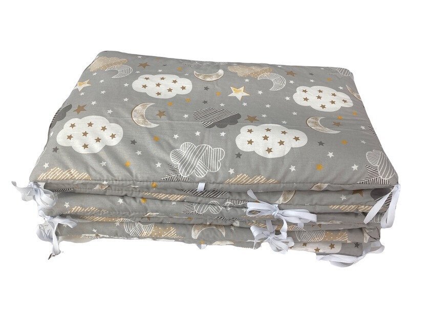 DESEDA Set de aparatori pufoase h35 pat 120x60 cm DeLuxe Nori cu luna gri
