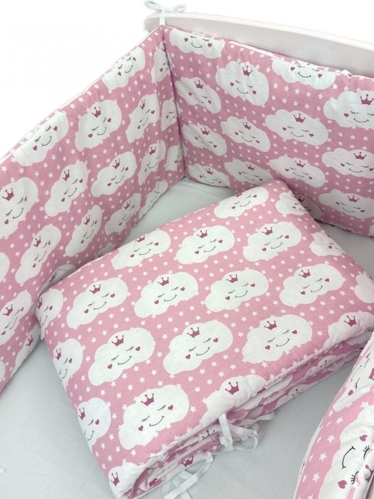 DESEDA Set de aparatori pufoase h35 pat 120x60 cm DeLuxe Norisori zambareti roz