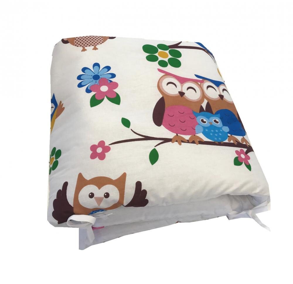 DESEDA Set de aparatori pufoase h35 pat 140x70 cm DeLuxe Bufnite cu maro
