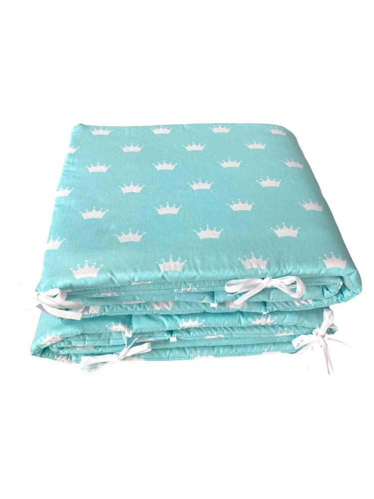 DESEDA Set de aparatori pufoase h35 pat 140x70 cm DeLuxe Coronite albe pe vernil