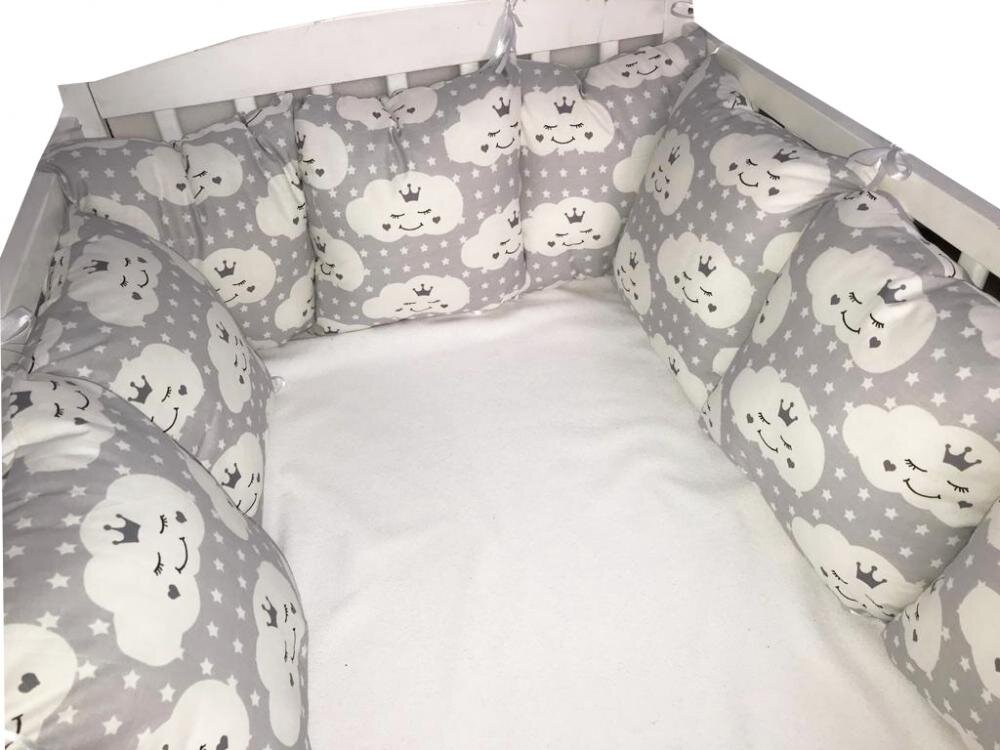 DESEDA Set de aparatori pufoase h35 pat 140x70 cm DeLuxe Norisori pe gri