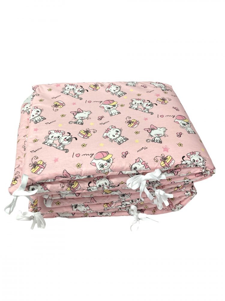 DESEDA Set de aparatori pufoase h35 pat 140x70 cm DeLuxe Pisici pe roz