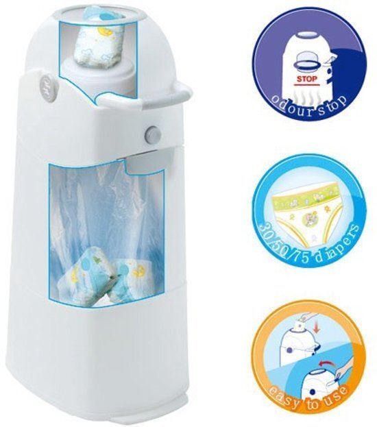 Diaper Champ Cos ermetic pentru scutece capacitate 30 scutece Regular Silver