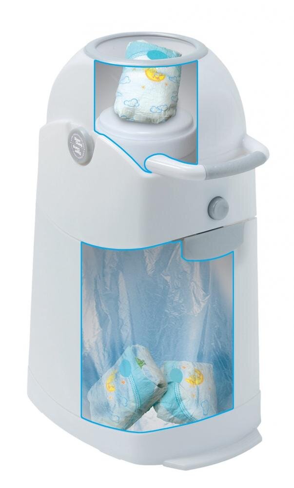 Diaper Champ Cos ermetic pentru scutece capacitate 50 scutece Medium Silver