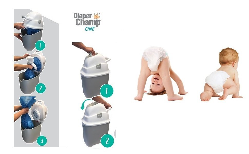 Diaper Champ Cos ermetic scutece cu sac universal capacitate 30 scutece One Old Pink
