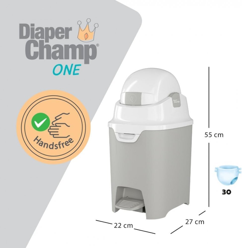 Diaper Champ Cos ermetic scutece cu sac universal One capacitate 30 scutece Hands Free Silver