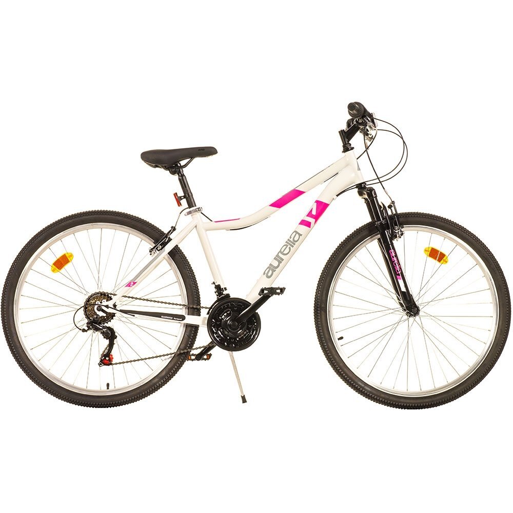 DINO BIKES Bicicleta 27.5 inch MTB Ring alb pentru copii cu varsta de peste 12 ani si o inaltime de peste 160 cm frana de mana pe roata fataspate transmisie Shimano cu 18 viteze suspensii la roata din fata cric