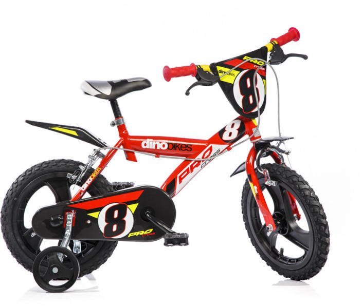 DINO BIKES Bicicleta copii 143 GLN diametru 14 inch 4-7 ani inaltimea recomandata 95-115 cm roti ajutatoare aparatoare lant frana pe ambele roti