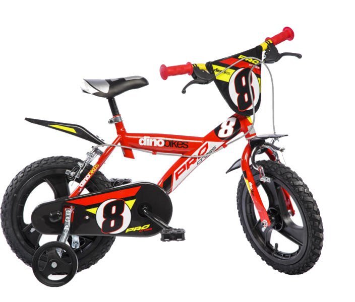 DINO BIKES Bicicleta copii 163 GLN diametru 16 inch varsta cuprinsa intre 6-8 ani si inaltimea de 107-125 cm roti ajutatoare aparatoare lant frana pe ambele roti