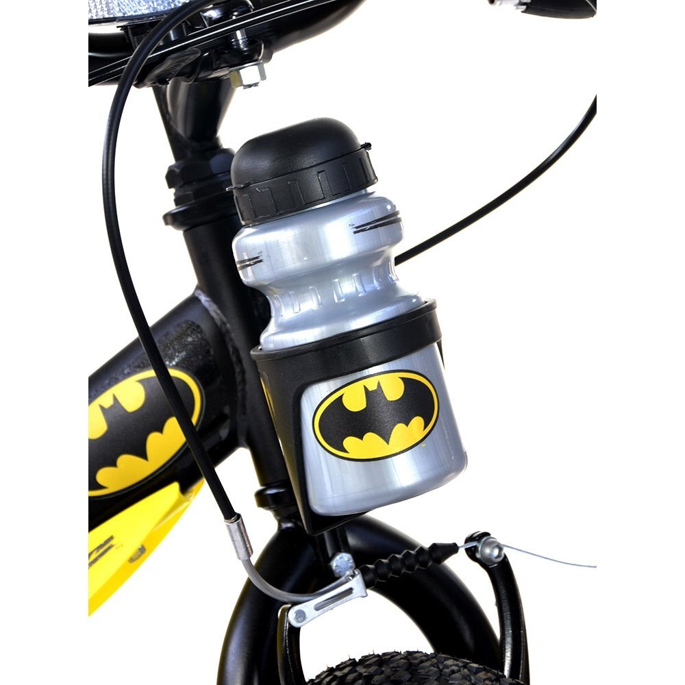 DINO BIKES Bicicleta copii Batman 20 inch varsta 7-11 ani inaltimea 120-145 cm frana de mana pe roata fataspate suport cu sticla de apa cric claxon pe ghidon rotile sunt prevazute cu reflectoare anvelope gonflabile