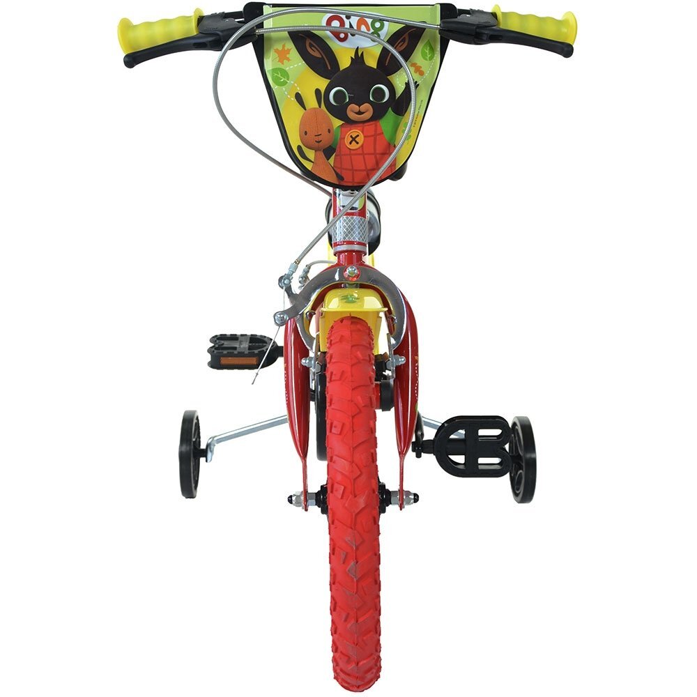 DINO BIKES Bicicleta copii Bing 14 inch varsta 4-7 ani inaltimea 95-115 cm frana de mana pe roata fataspate pinion spate fix roti ajutatoare detasabile suport cu sticla de apa