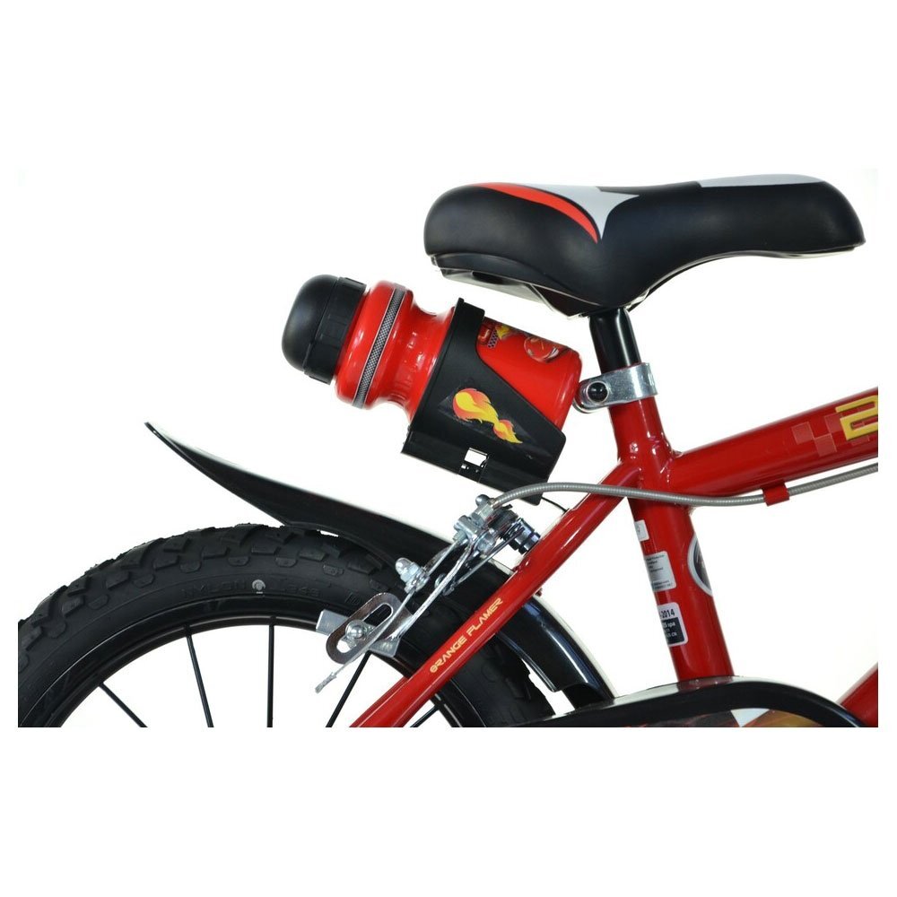 DINO BIKES Bicicleta copii Cars 16 inch varsta 6-8 ani inaltimea 107-125 cm anvelope gonflabile frana de mana roata din fataspate suport cu sticla de apa frana de mana roata din fataspate