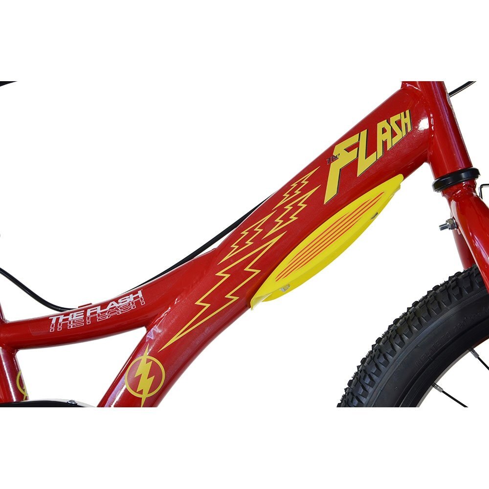 DINO BIKES Bicicleta copii Flash 20 inch varsta 7-11 ani inaltimea 120-145 cm frana de mana pe roata fataspate suport cu sticla de apa cric claxon pe ghidon rotile sunt prevazute cu reflectoare anvelope gonflabile