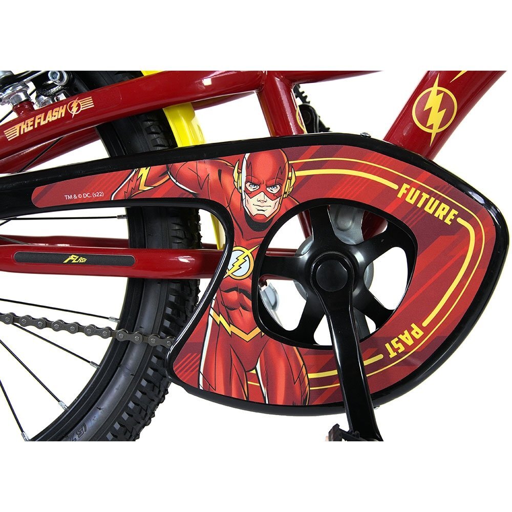 DINO BIKES Bicicleta copii Flash 20 inch varsta 7-11 ani inaltimea 120-145 cm frana de mana pe roata fataspate suport cu sticla de apa cric claxon pe ghidon rotile sunt prevazute cu reflectoare anvelope gonflabile
