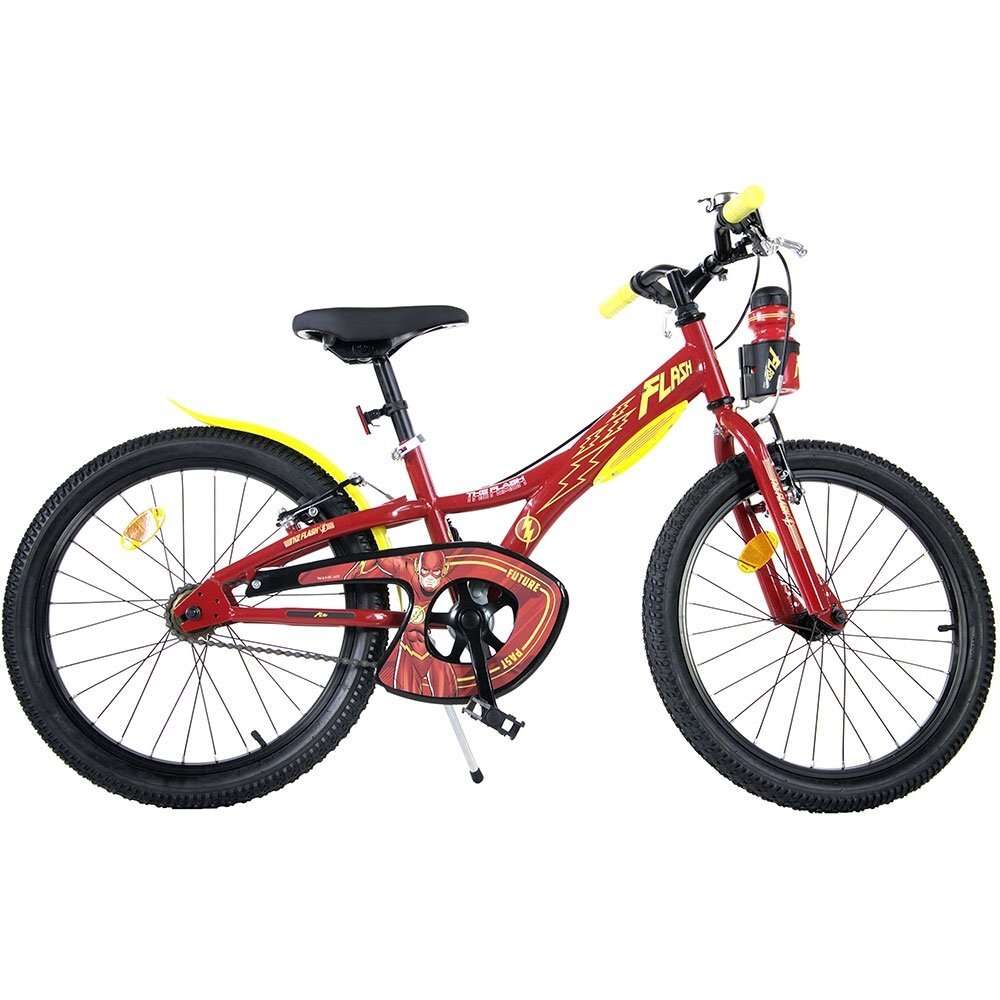 DINO BIKES Bicicleta copii Flash 20 inch varsta 7-11 ani inaltimea 120-145 cm frana de mana pe roata fataspate suport cu sticla de apa cric claxon pe ghidon rotile sunt prevazute cu reflectoare anvelope gonflabile