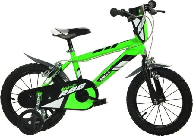DINO BIKES Bicicleta copii MTB 414U diametru 14 inch varsta 4-7 ani inaltimea 95-115 cm roti ajutatoare frana de mana pe ambele roti