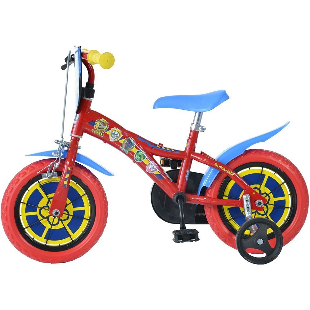 DINO BIKES Bicicleta copii Paw Patrol 14 inch varsta 4-7 ani inaltimea 95-115 cm frana de mana pe roata fataspate pinion spate fix roti ajutatoare detasabile