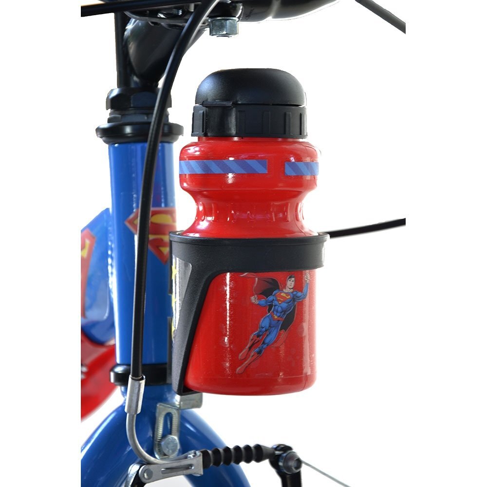 DINO BIKES Bicicleta copii Superman 20 inch varsta 7-11 ani inaltimea 120-145 cm frana de mana pe roata fataspate suport cu sticla de apa cric claxon pe ghidon rotile sunt prevazute cu reflectoare anvelope gonflabile