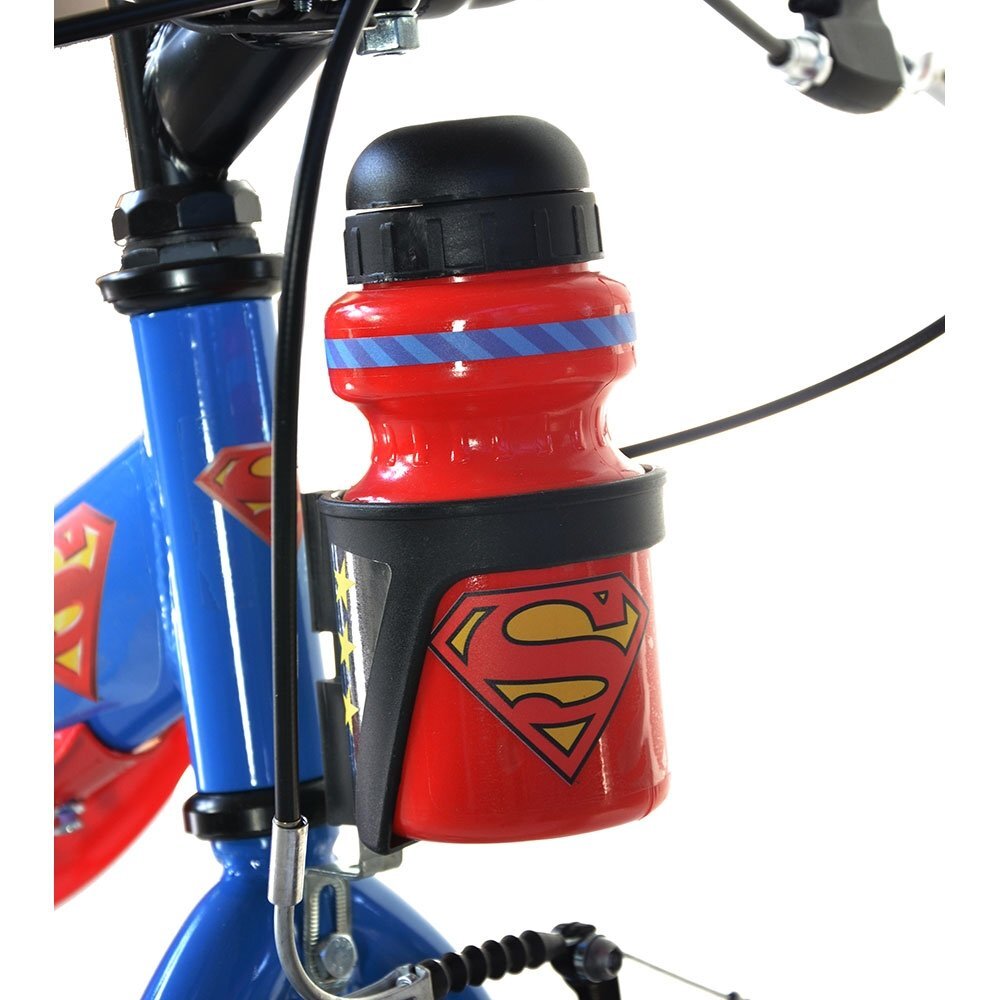 DINO BIKES Bicicleta copii Superman 20 inch varsta 7-11 ani inaltimea 120-145 cm frana de mana pe roata fataspate suport cu sticla de apa cric claxon pe ghidon rotile sunt prevazute cu reflectoare anvelope gonflabile