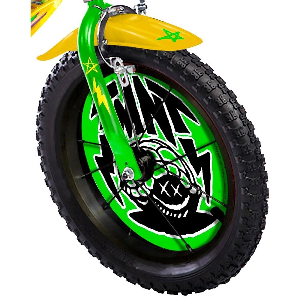 DINO BIKES Bicicleta copii Testoasele Ninja 16 inch varsta 6-8 ani inaltimea 107-125 cm frana de mana pe ambele roti roti ajutatoare detasabile suport cu sticla de apa