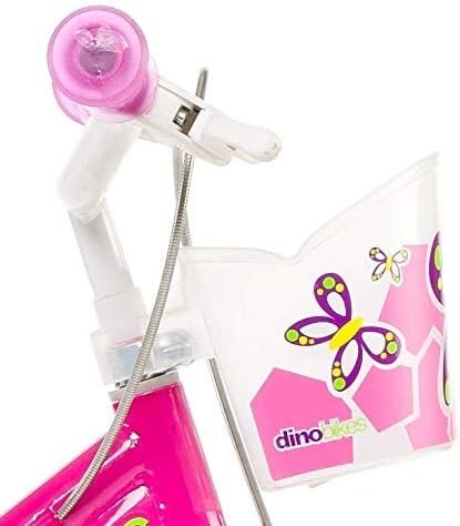 DINO BIKES Bicicleta fetite 146 RN Roz 14 inch varsta 4-7 ani inaltimea recomandata 95-115 cm roti ajutatoare frana pe ambele roti