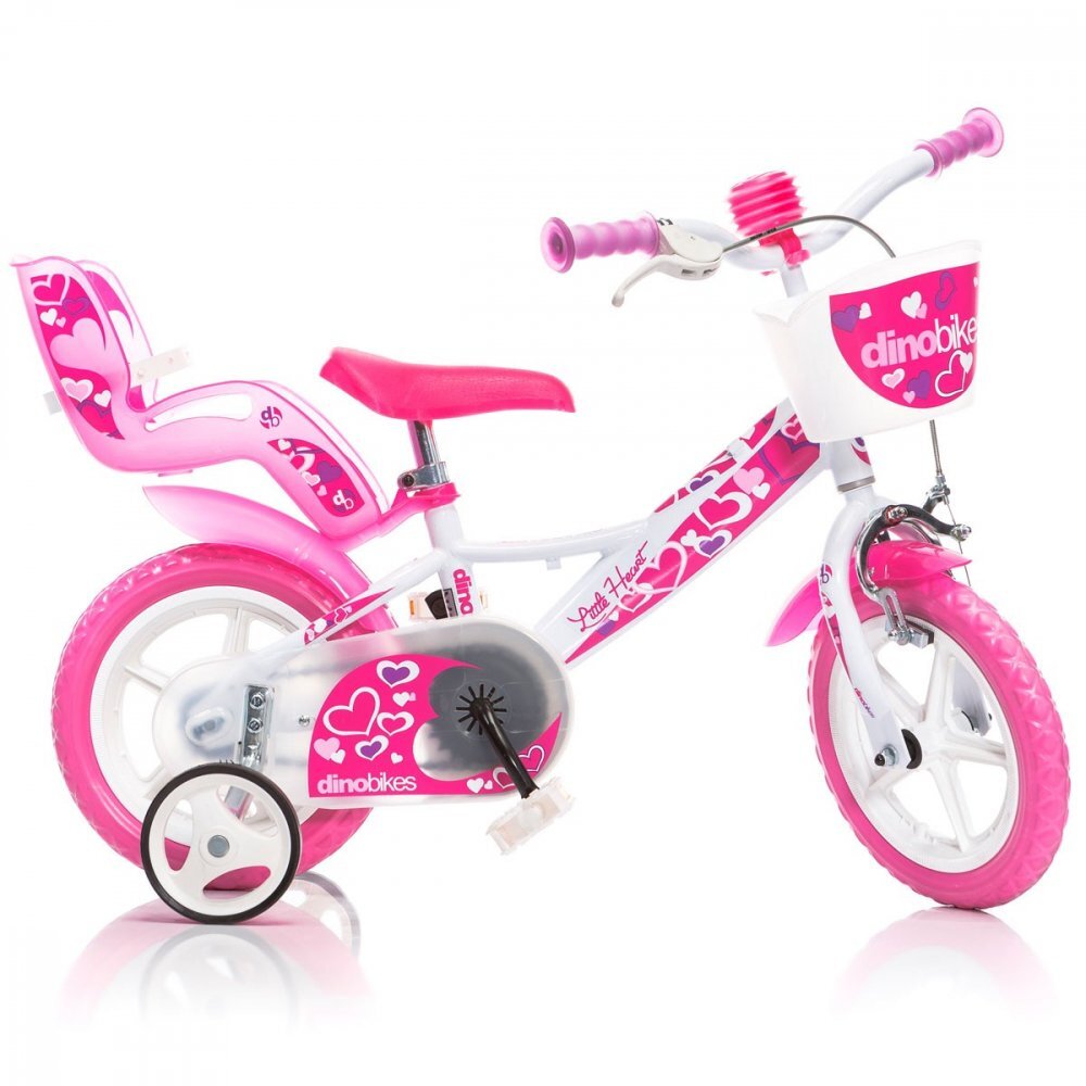 DINO BIKES Bicicleta pentru copii Little Heart alb si roz 12 inch