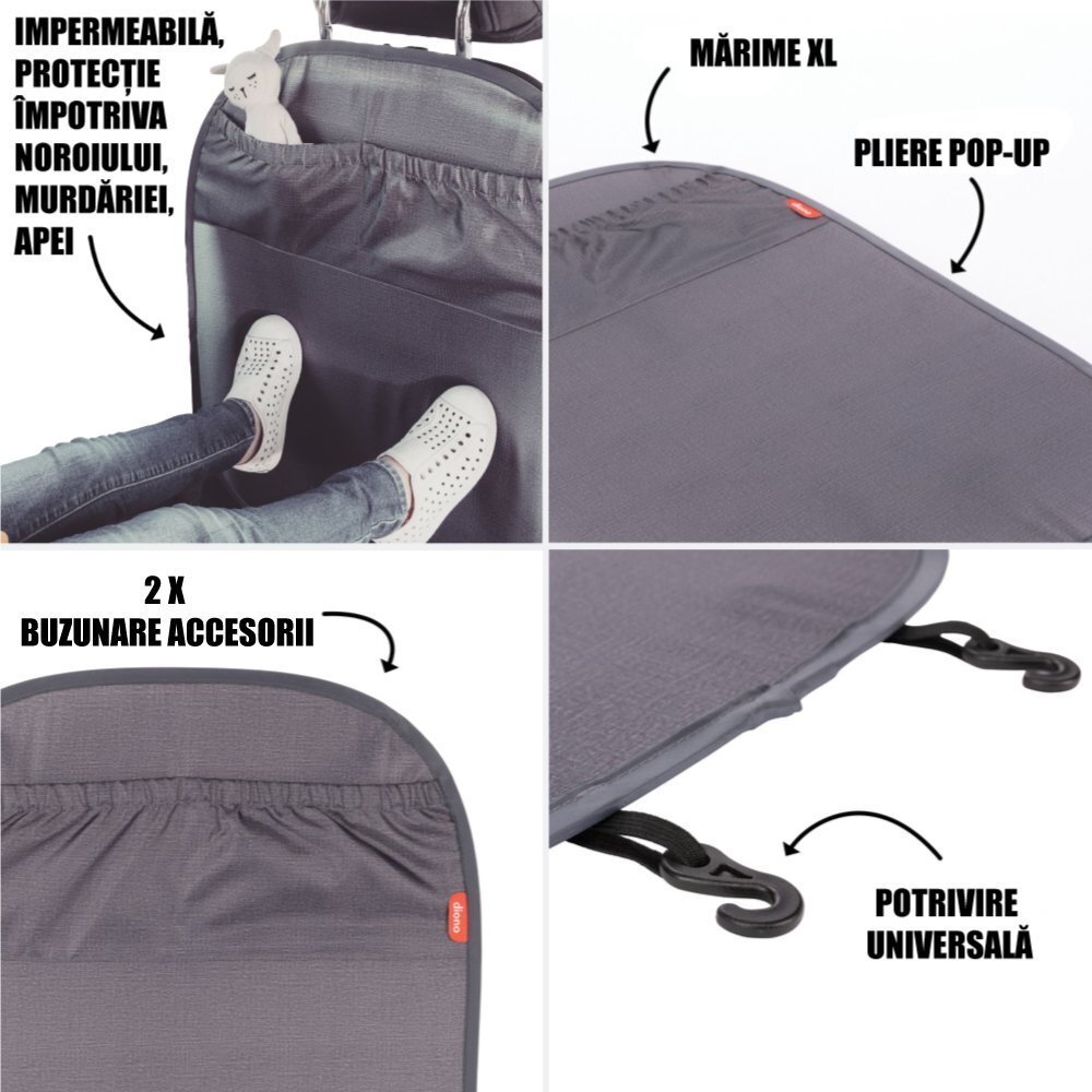 DIONO Husa protectie cu organiser spatar scaun Stuff N Scuff XL Gray