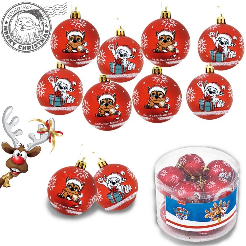 DISNEY Set 10 globuri brad Craciun Paw Patrol 6 cm