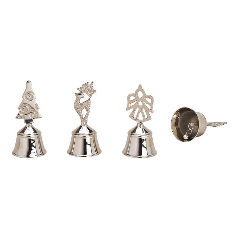 DIVERSE Set 3 clopotei argintii cu model festiv