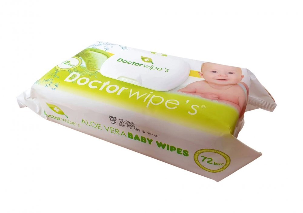 DOCTOR WIPES Servetele umede cu extract de Aloe Vera 72 bucati in cutie cu capac