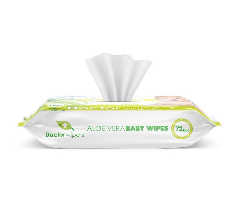 DOCTOR WIPES Servetele umede cu extract de Aloe Vera 72 bucati in cutie cu capac