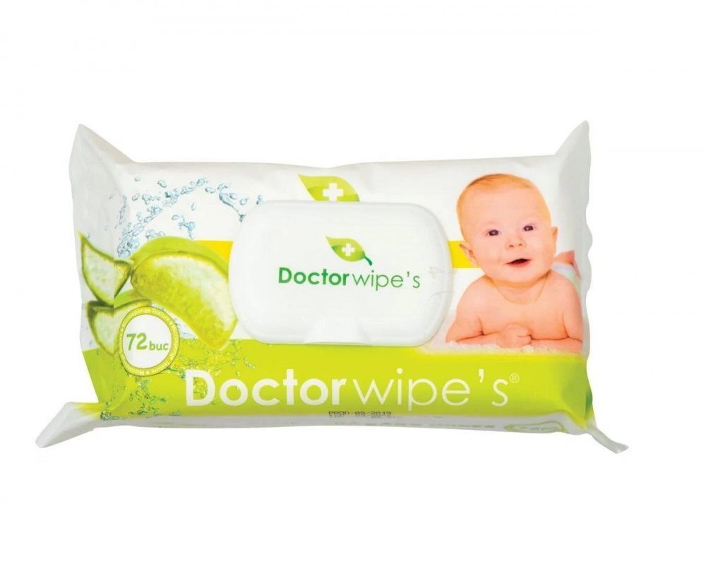 DOCTOR WIPES Servetele umede cu extract de Aloe Vera 72 bucati in cutie cu capac