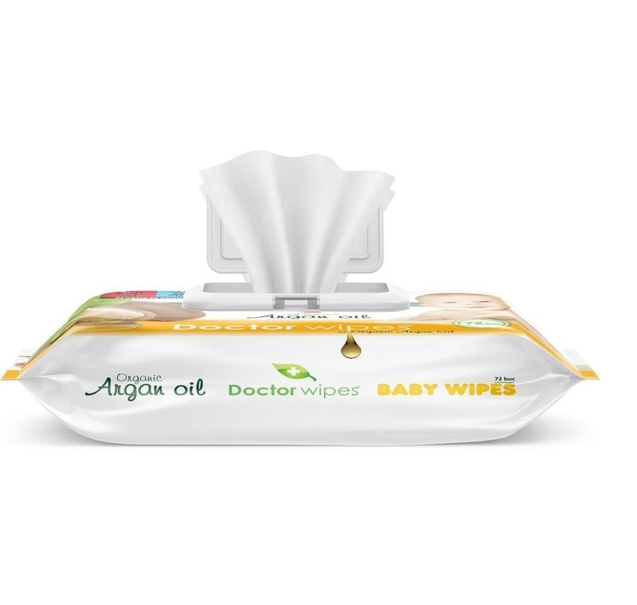 DOCTOR WIPES Servetele umede cu ulei de Argan 72 bucati in cutie cu capac